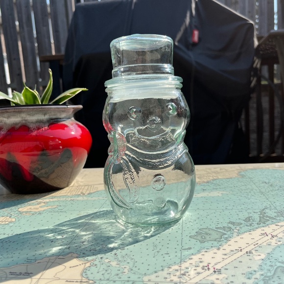 Vintage Libbey Clear Glass Snowman Jar - Picture 1 of 7